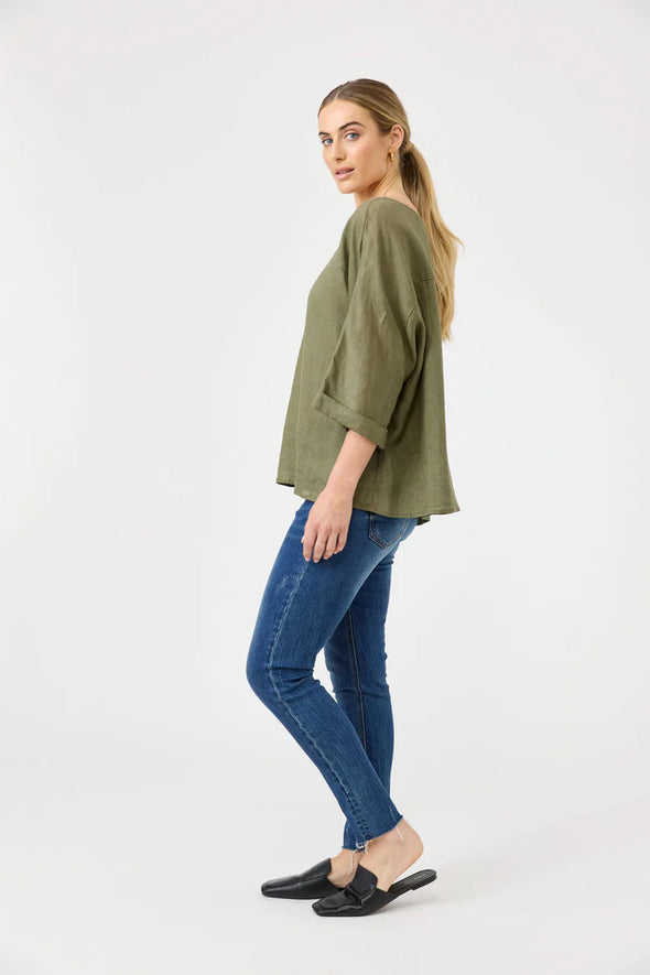 Eb & Ive 'Studio Relaxed Top' - Khaki