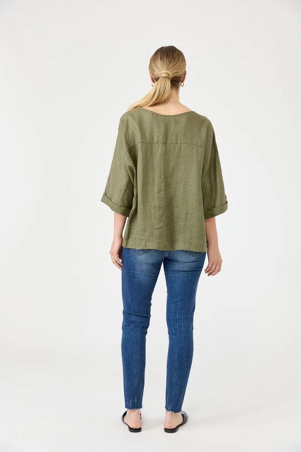 Eb & Ive 'Studio Relaxed Top' - Khaki