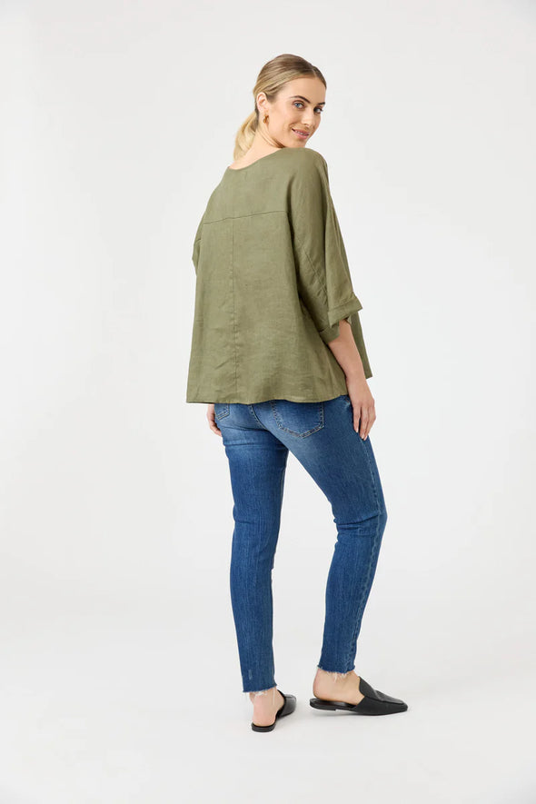 Eb & Ive 'Studio Relaxed Top' - Khaki