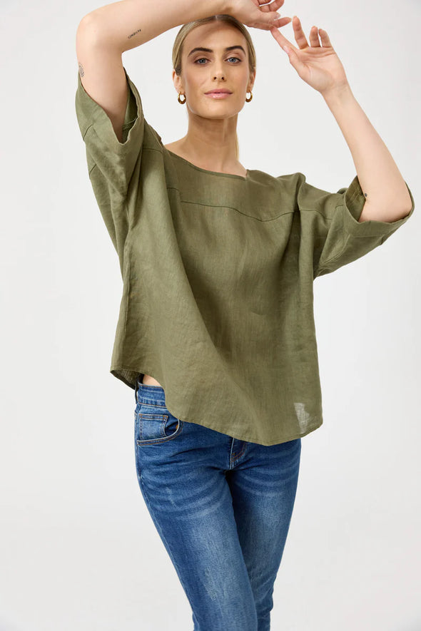 Eb & Ive 'Studio Relaxed Top' - Khaki