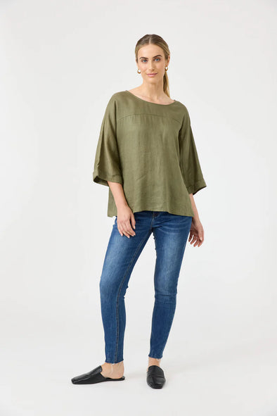 Eb & Ive 'Studio Relaxed Top' - Khaki