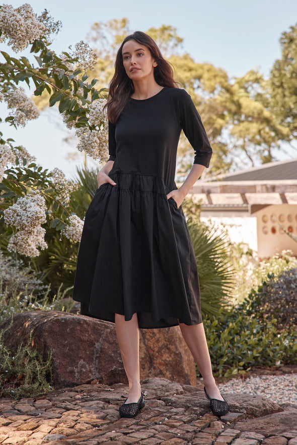 Tirelli 'Drop Waist Combi Dress' - Navy