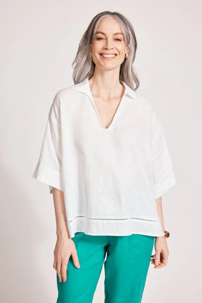 Eb & Ive 'Miramar Collared Top' - White