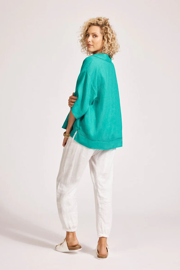 Eb & Ive 'Miramar Collared Top' - Lagoon