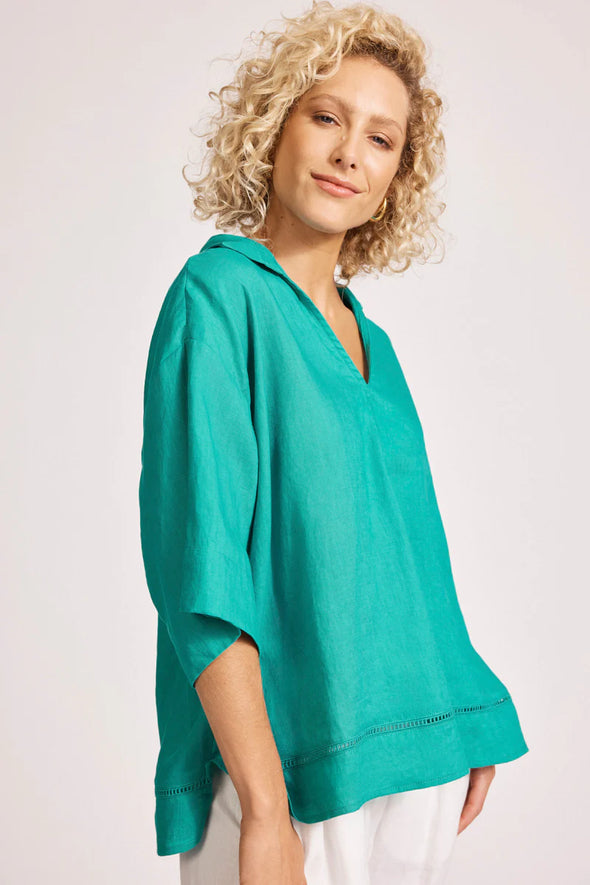 Eb & Ive 'Miramar Collared Top' - Lagoon