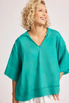 Eb & Ive 'Miramar Collared Top' - Lagoon