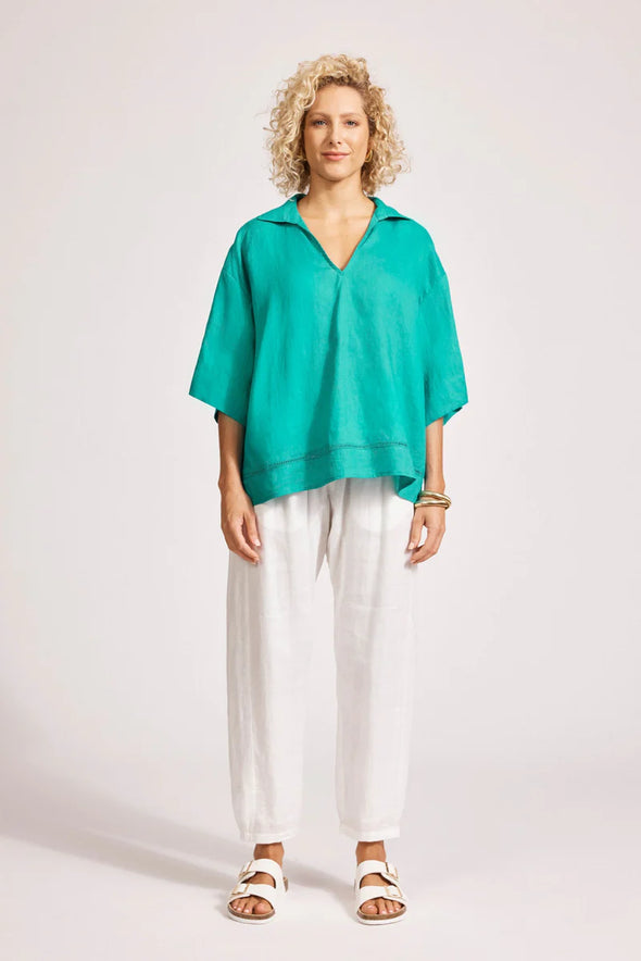 Eb & Ive 'Miramar Collared Top' - Lagoon