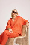 Eb & Ive 'Miramar Collared Top' - Coral