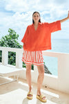 Eb & Ive 'Miramar Collared Top' - Coral