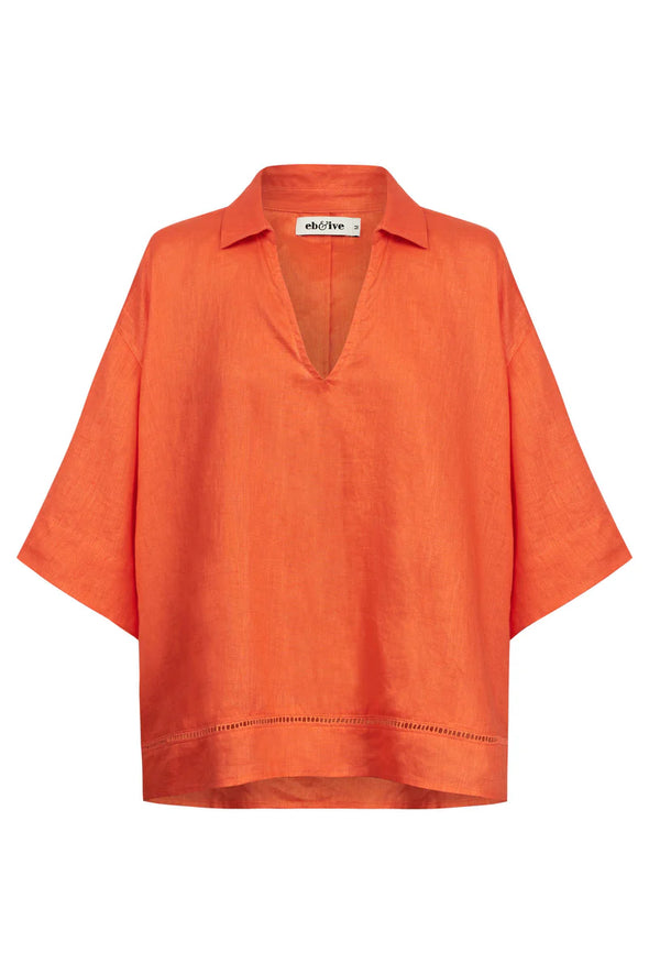 Eb & Ive 'Miramar Collared Top' - Coral