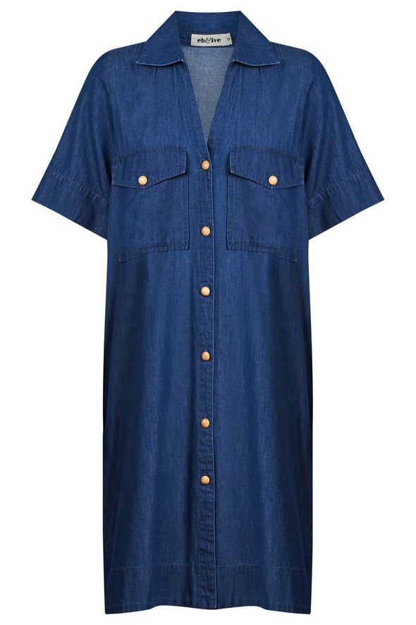 Eb & Ive 'Melenia Shirtdress' - Indigo