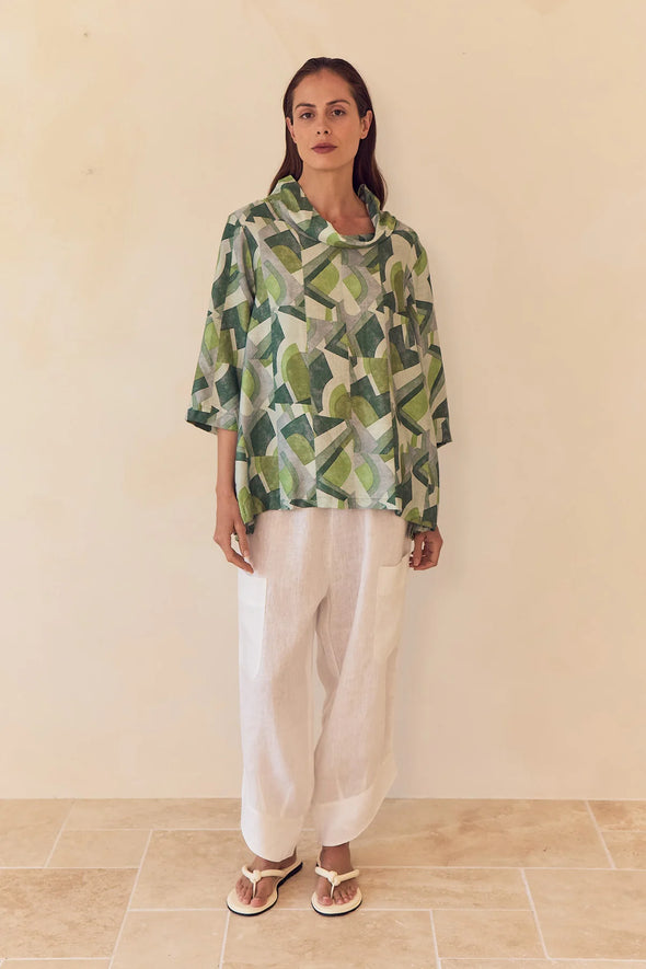 Tirelli '25A3750 Top'  - Green Geo Print