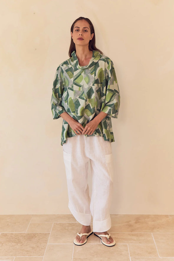 Tirelli '25A3750 Top'  - Green Geo Print