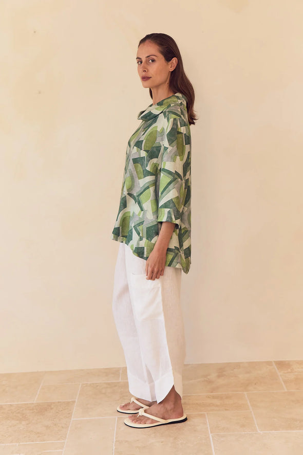 Tirelli '25A3750 Top'  - Green Geo Print