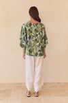 Tirelli '25A3751 Wide Sleeve Top' - Green Geo Print