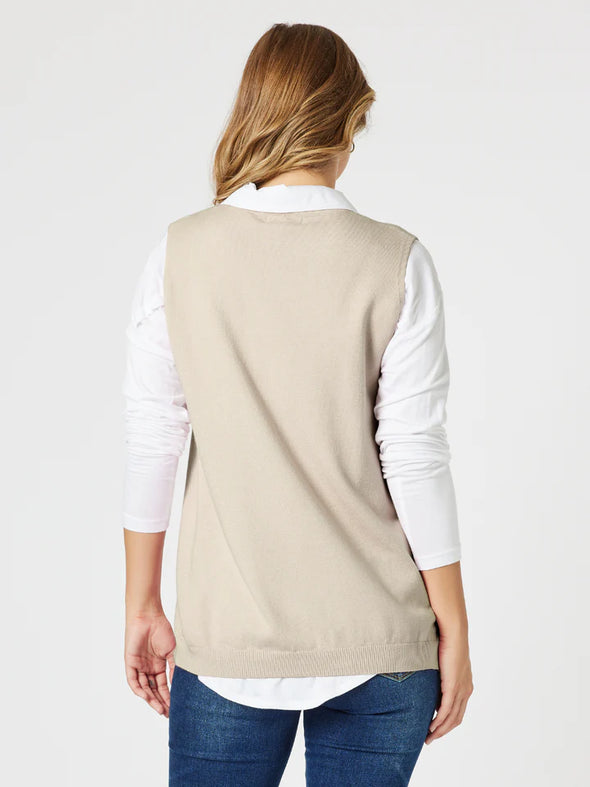 Threadz 'Vicky Side Split Vest' - Natural