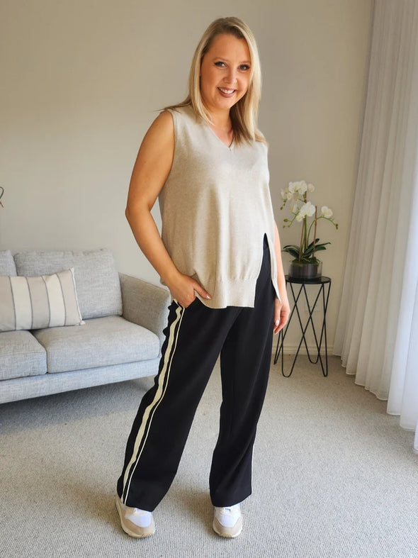Threadz 'Vicky Side Split Vest' - Natural