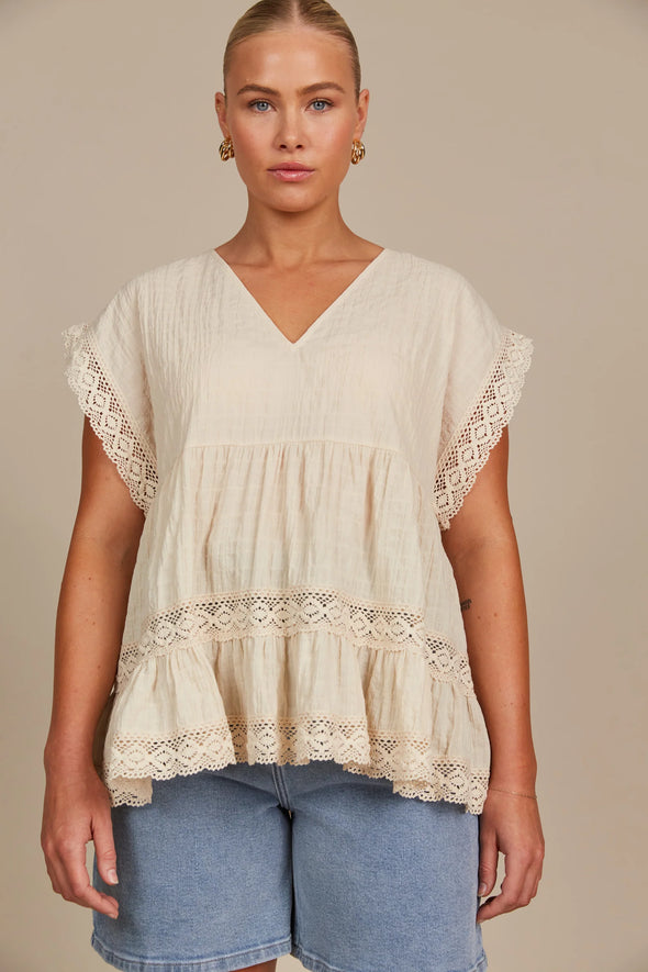 Isle of Mine 'Fleur VNeck Top' - Canvas