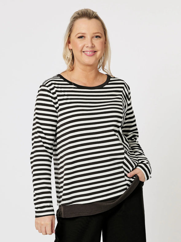 Clarity 'Sarah Stripe Tee' - Black