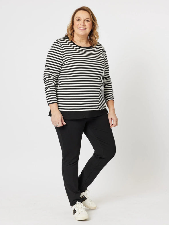 Clarity 'Sarah Stripe Tee' - Black