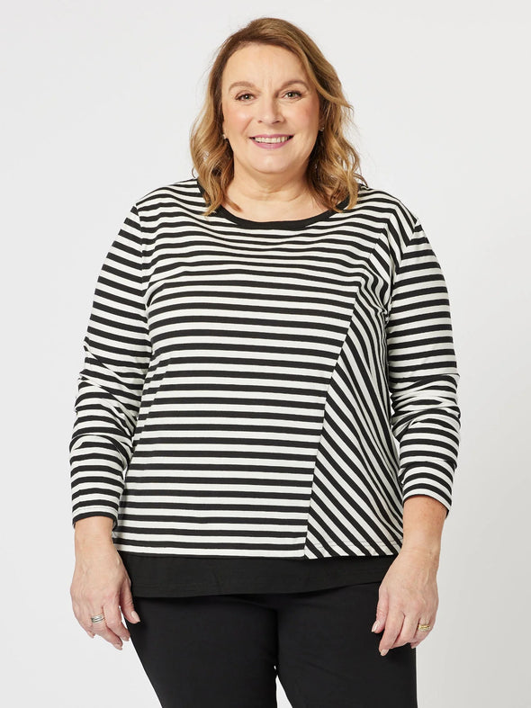 Clarity 'Sarah Stripe Tee' - Black