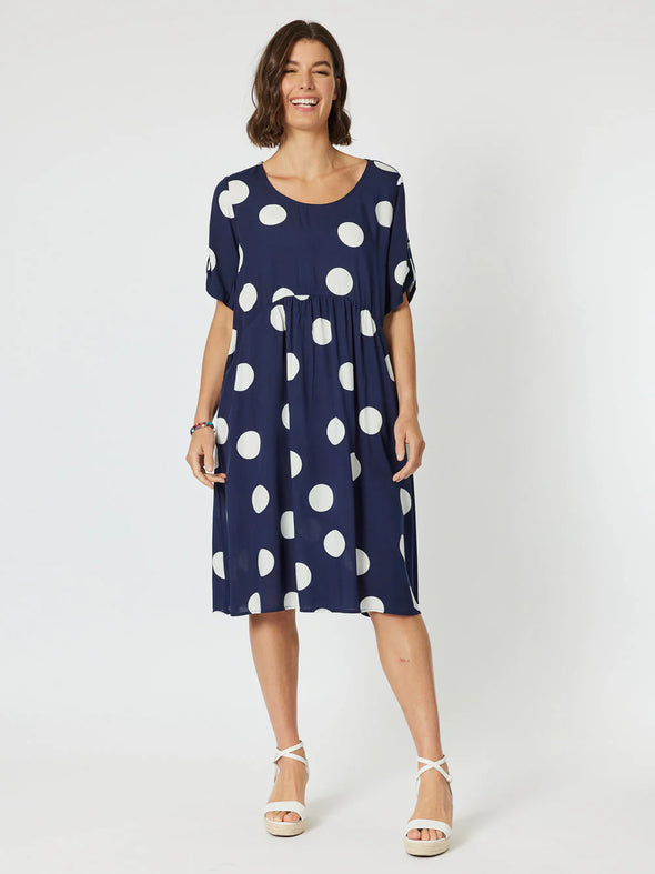 Clarity 'Spot The Dress' - Navy & White Spot