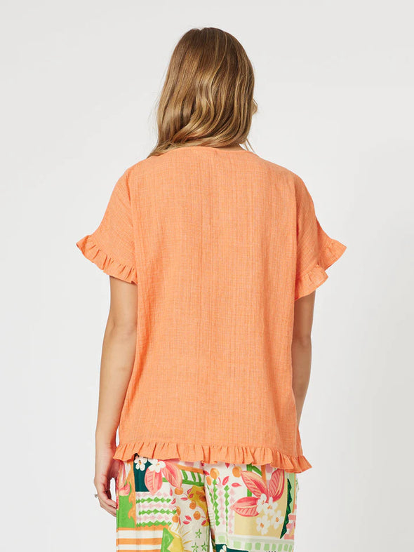 Threadz 'Tulum V Neck Top' - Papaya