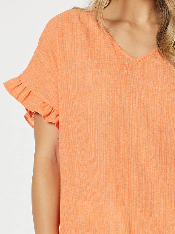 Threadz 'Tulum V Neck Top' - Papaya