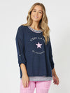 Threadz 'C'est La Vie 2 In 1 Top' - Navy