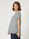 Clarity 'Checks Ruffle Top' - Navy Gingham