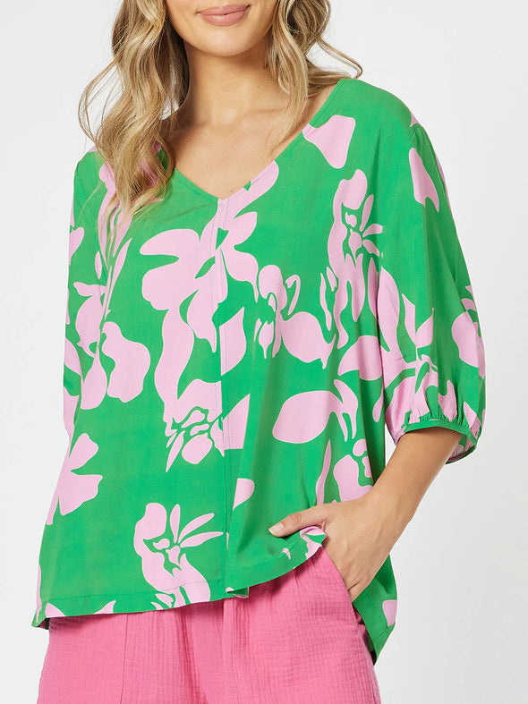 Threadz 'Spring Top' - Emerald Print