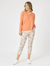 Threadz 'Layla  Floral Print Pant'- Natural Floral