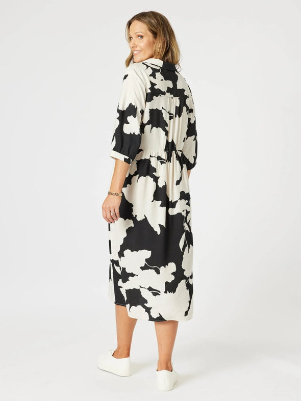 Clarity 'Barcelona Dress Floral Print' - Black/Natural
