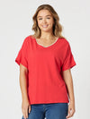 Threadz  'Bella V Neck Tee'- Red