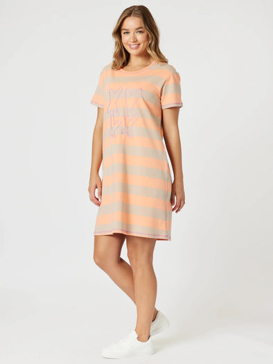 Threadz 'Love & Kisses Stripe Dress' - Mango Natural