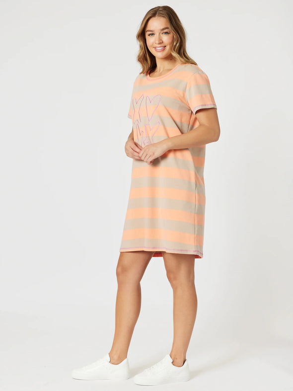 Threadz 'Love & Kisses Stripe Dress' - Mango Natural
