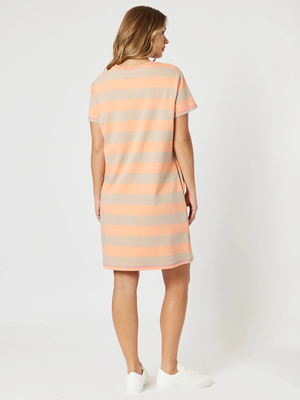 Threadz 'Love & Kisses Stripe Dress' - Mango Natural