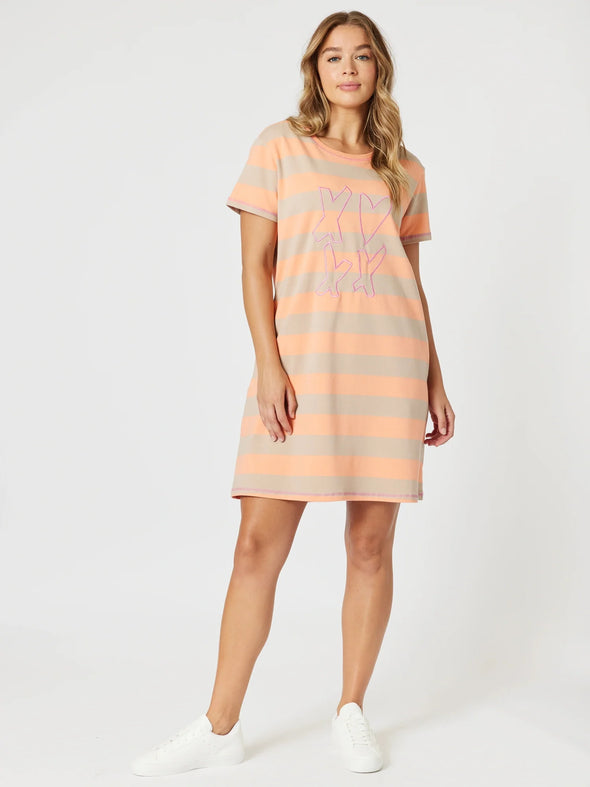 Threadz 'Love & Kisses Stripe Dress' - Mango Natural