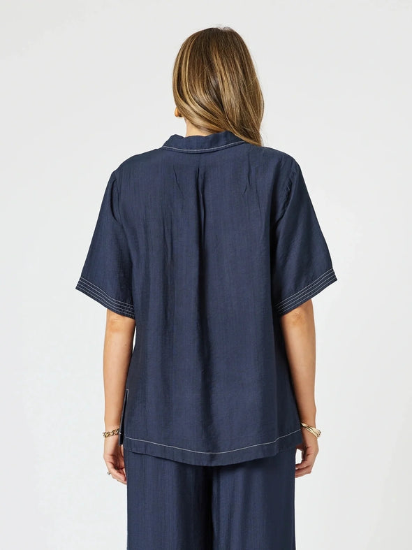 Clarity 'Top Stitch Detail Top' - Navy