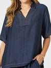 Clarity 'Top Stitch Detail Top' - Navy