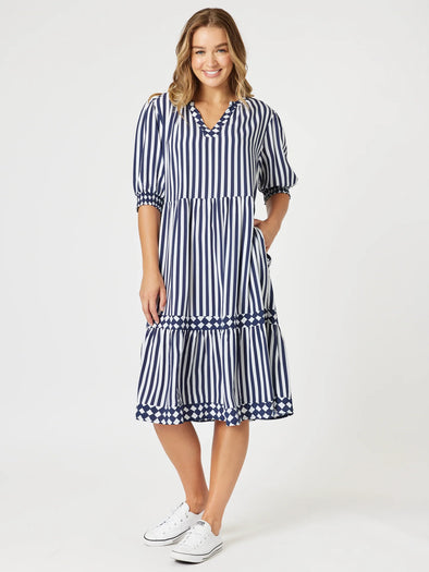 Threadz 'Harlequin Dress' - Navy/White Stripe