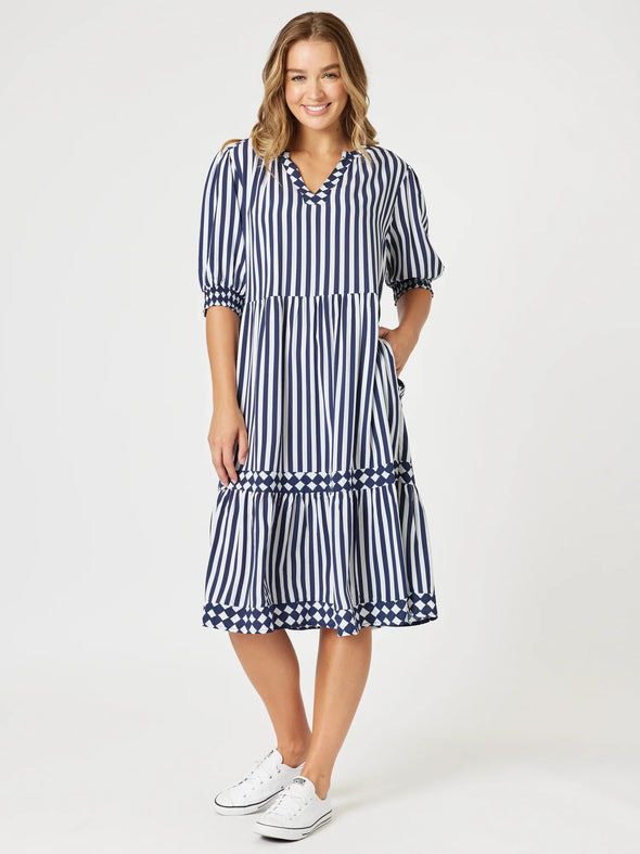Threadz 'Harlequin Dress' - Navy/White Stripe
