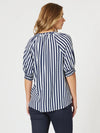 Threadz 'Harlequin Stripe Top' - Navy White Stripe