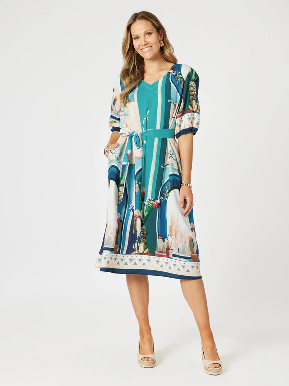 Clarity 'Tulum Print Dress' - Blue Multi