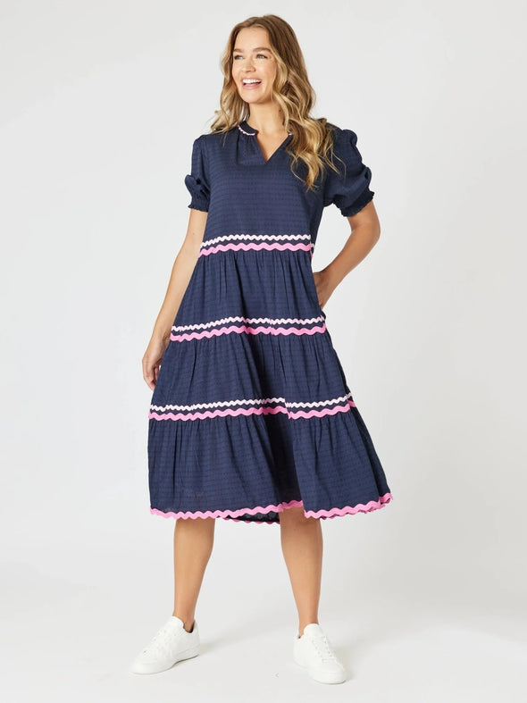 Threadz 'Ric Rac Dress' - Navy