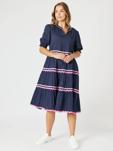 Threadz 'Ric Rac Dress' - Navy