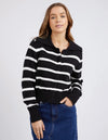 Foxwood 'Effie Polo Knit' - Black & White Stripe