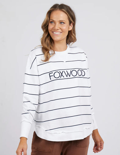 Foxwood 'Simplified Crew'  - White & Navy Stripe