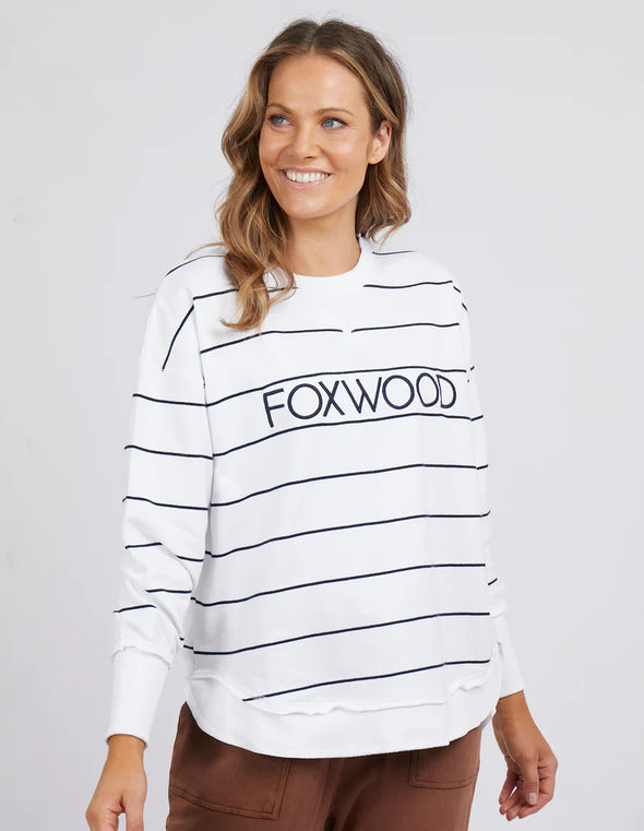 Foxwood 'Simplified Stripe Crew' - White-Navy