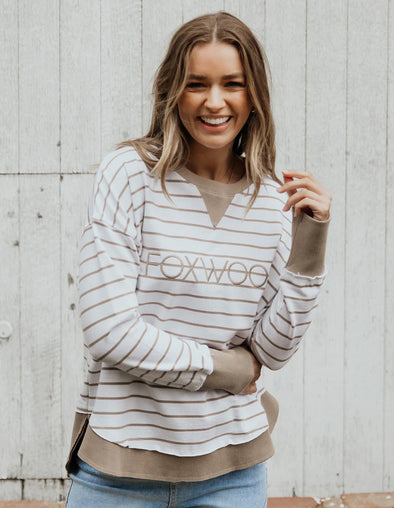 Foxwood 'Simplified Stripe Crew'  - White Natural